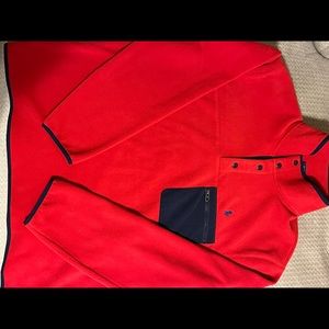 Polo Ralph Lauren Red Navy Blue Polo Pony 4 Snap Fleece Pullover Men's Sz L NWT